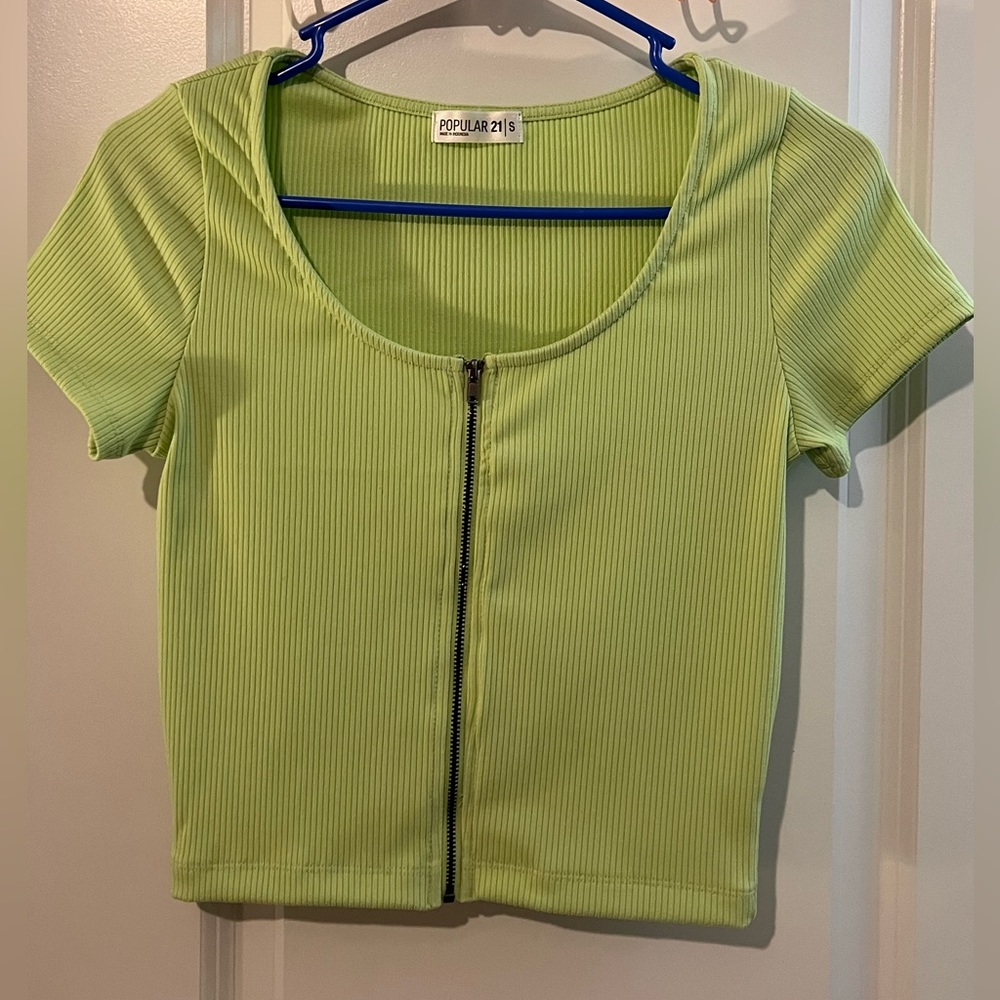 Green zip up shirt